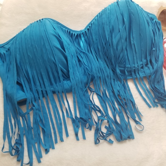 SOLD 🎉BIKINI PLUS SIZE 3XL FRINGE ROYAL BLUE 2 PI - Picture 2 of 9